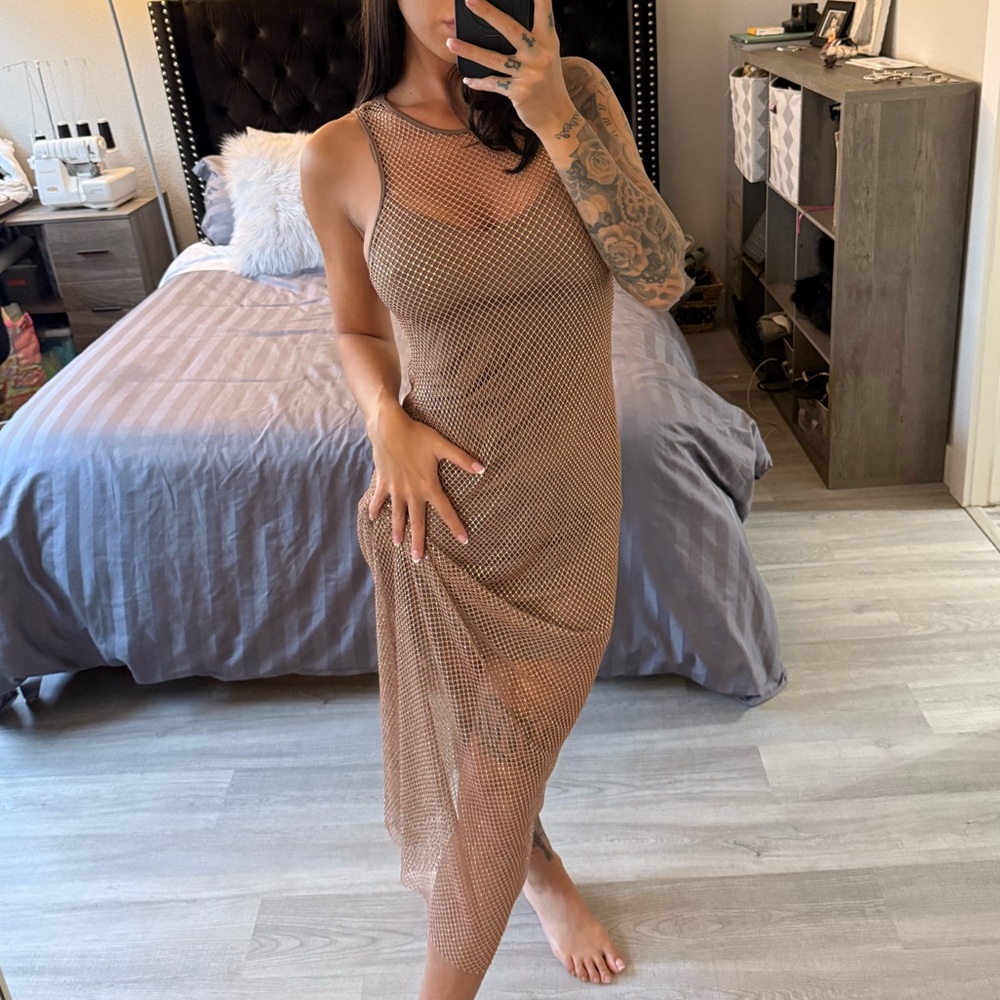 Mocha Rhinestone Maxi Dress - Picture 2 of 4